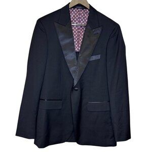 Alton Lane Tailored Fit Men's Tuxedo Jacket Black Satin Lapel Lined Size 40R NEW